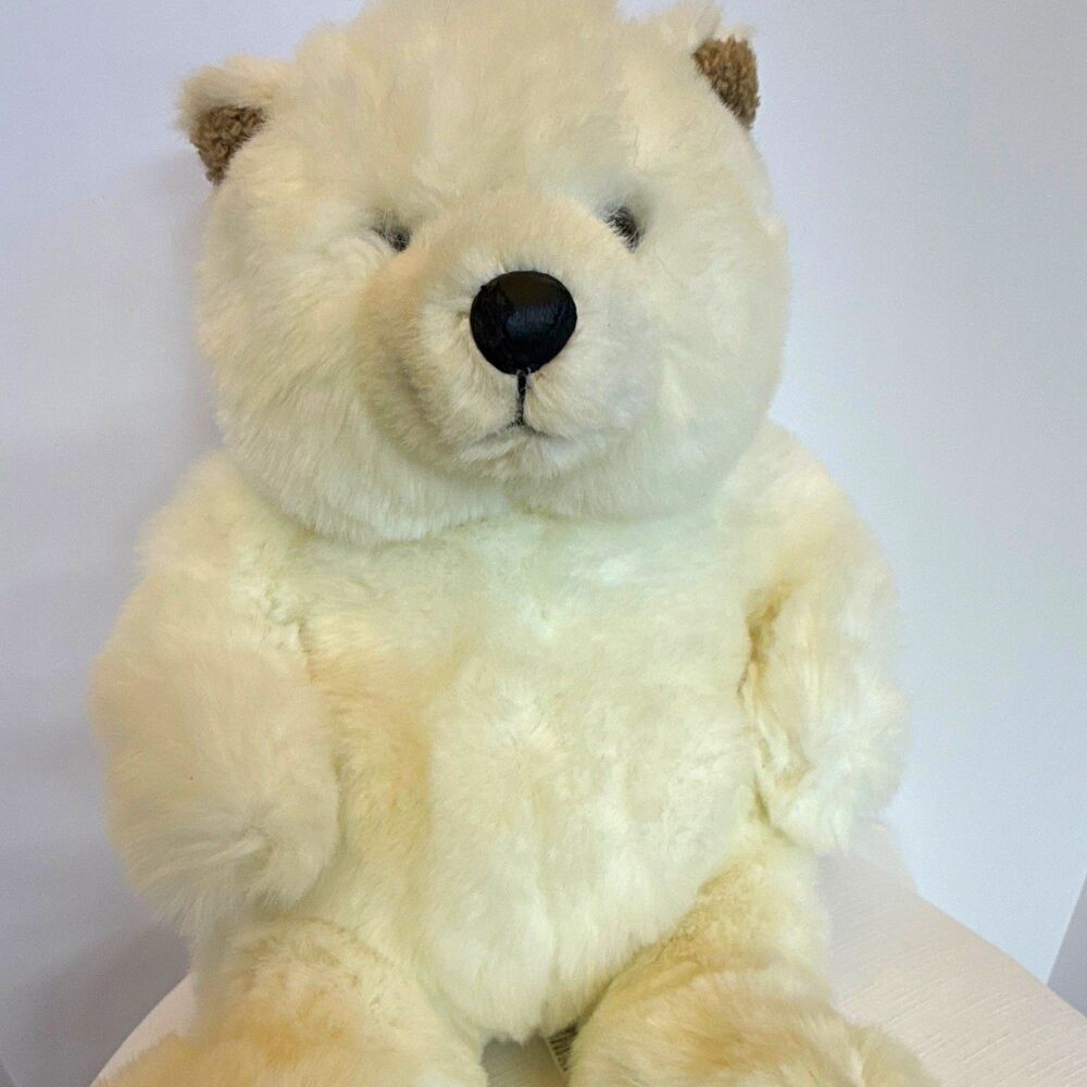 Chosun International White Plush Teddy Bear - Beige Paws Black Eyes Surface Wash